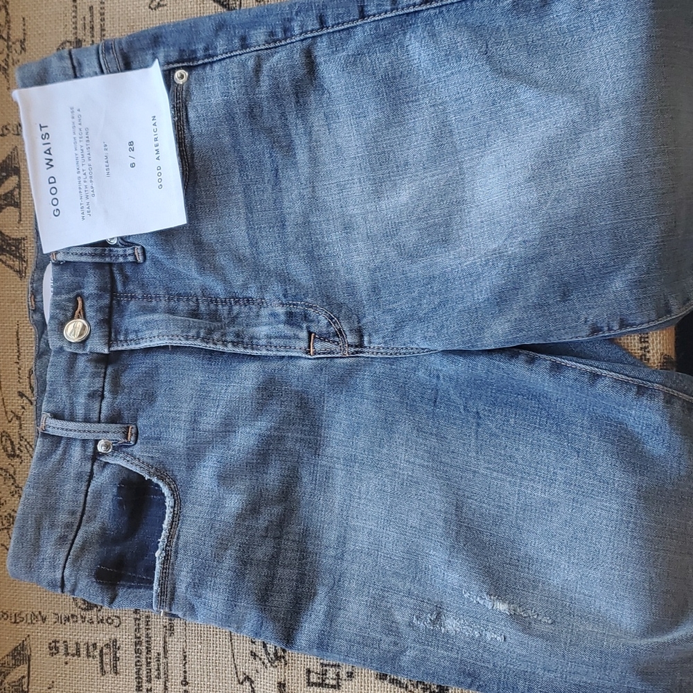 Good American: GOOD WAIST RELEASED CHEWED HEM | BLUE389 | Size 6 / 28